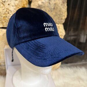 Velvet Navy Blue Embroidered Logo Baseball Cap Adjustable Luxury Style Hat